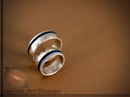 alliances or rouge carbone diamants