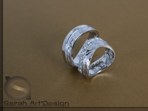 alliances or blanc diamants