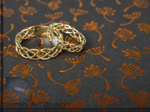 alliances tressée or jaune diamant