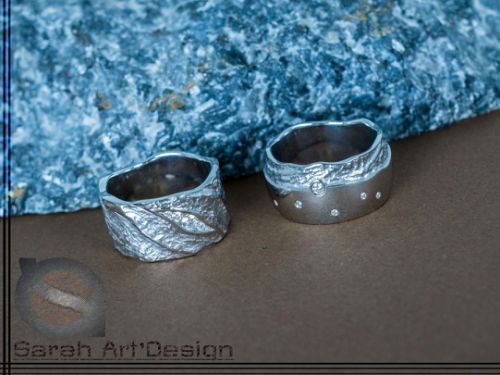 alliances argent diamant
