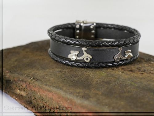 bracelet cuir or blanc