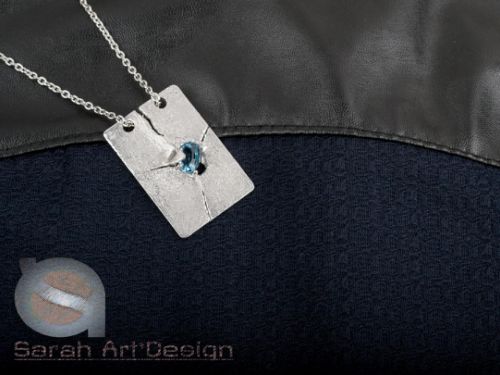 collier argent topaze swissblue