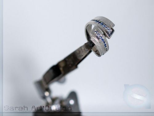 bague argent saphir diamants