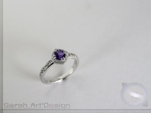 bague or blanc saphir violet diamants