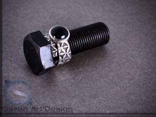 bague argent poinçonnage onyx