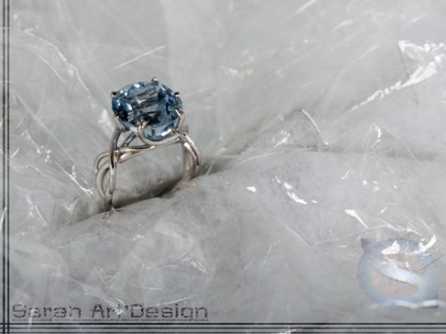 bague or blanc aigue-marine