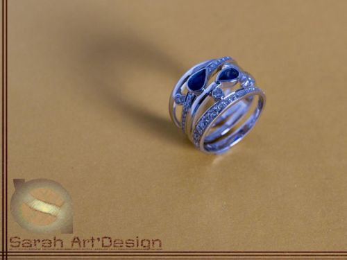 bague or blanc diamants saphir