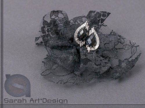 boucles d'oreilles argent spinelle noire