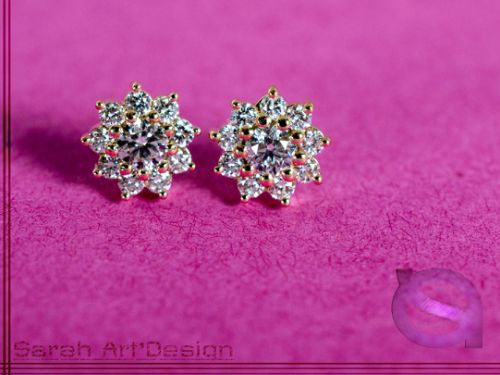 boucles d'oreilles or jaune diamants