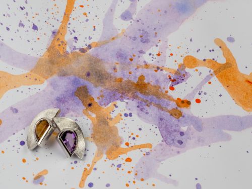 boucles d'oreilles argent améthyste citrine