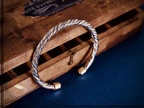 bracelet tressé or rouge palladium 500 argent